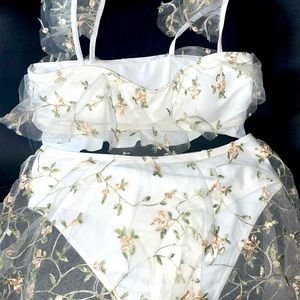 Two piece swim suit perfect for a bride!